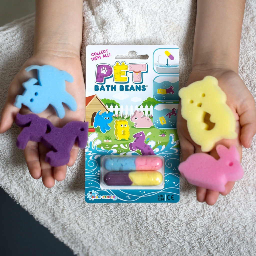 Pet Bath Beans pack with bunny, pony, puppy and hamster sponge toys
