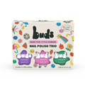 Buds Twist nail polish trio box with purple, pink and green kids nail polishes