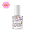 Twinkle Buds kids nail polish bottle with silver star glitter in a clear base