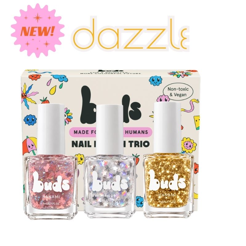 Buds Dazzle Trio kids glitter nail polish set